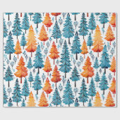 ヴィンテージ水彩クリスマスツリー ラッピングペーパー (フラット)