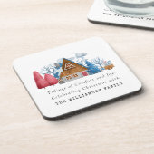 ヴィンテージ水彩クリスマスハウスファミリープラスチック コースター (左側)