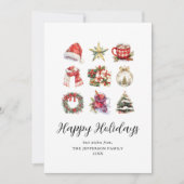 ヴィンテージ水彩クリスマスホリデーカード シーズンカード (正面)