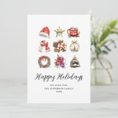 ヴィンテージ水彩クリスマスホリデーカード シーズンカード (スタンド正面)