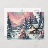 ヴィンテージ水彩クリスマスポストカード ポストカード (正面/裏面)