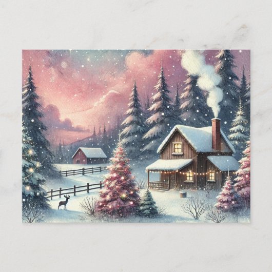 ヴィンテージ水彩クリスマスポストカード ポストカード (正面)