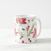 ヴィンテージ水彩クリスマス花模様 コーヒーマグカップ (正面右)