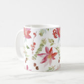 ヴィンテージ水彩クリスマス花模様 コーヒーマグカップ (正面左)