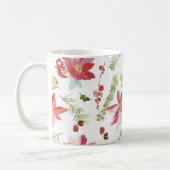 ヴィンテージ水彩クリスマス花模様 コーヒーマグカップ (左)