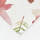 ヴィンテージ水彩クリスマス花模様 フリースブランケット (角)