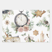ヴィンテージ水彩クリスマス ラッピングペーパーシート (正面)