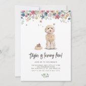 ヴィンテージ水彩コッカプー犬の誕生日パーティー 招待状 (正面)