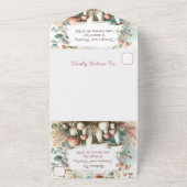 ヴィンテージ水彩コテージコア結婚ズ オールインワン招待状 (外側)