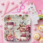 ヴィンテージ水彩コラージュ ペーパープレート (パーティー)