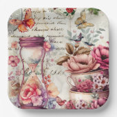 ヴィンテージ水彩コラージュ ペーパープレート (正面)