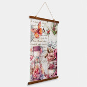 ヴィンテージ水彩コラージュ 吊り下げ型タペストリー (傾斜あり)