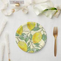 ヴィンテージ水彩サマーレモン模様