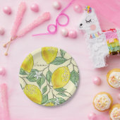 ヴィンテージ水彩サマーレモン模様 ペーパープレート (パーティー)