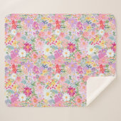 ヴィンテージ水彩サマー春フローラ シェルパブランケット (正面(横))
