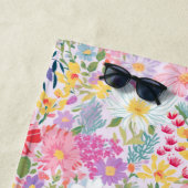 ヴィンテージ水彩サマー春フローラ ビーチタオル (インサイチュ)