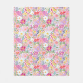 ヴィンテージ水彩サマー春フローラ フリースブランケット (正面)