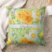 ヴィンテージ水彩タンポポ模様モノグラム クッション (ブランケット)