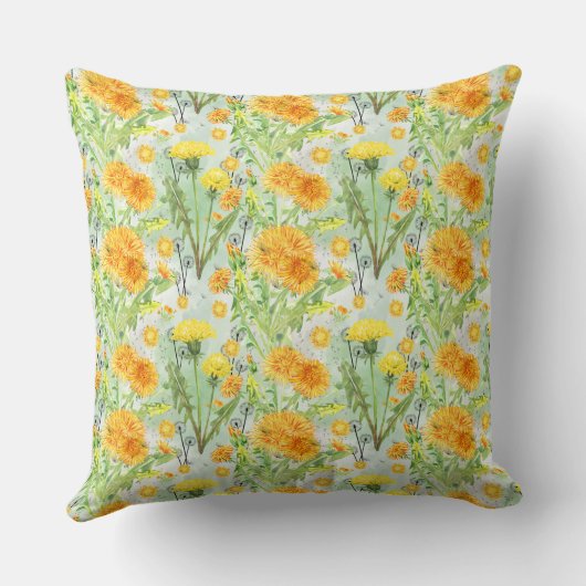 ヴィンテージ水彩タンポポ模様 クッション (裏面)