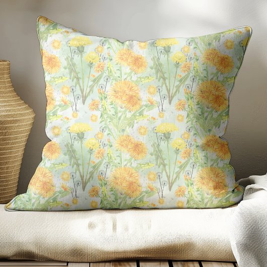 ヴィンテージ水彩タンポポ模様 クッション