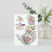 ヴィンテージ水彩ティータイム ポストカード (スタンド正面)