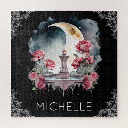 ヴィンテージ水彩ナイトフローラ泉 ジグソーパズル (縦)