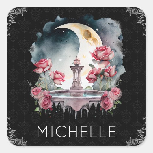 ヴィンテージ水彩ナイトフローラ泉 スクエアシール (正面)