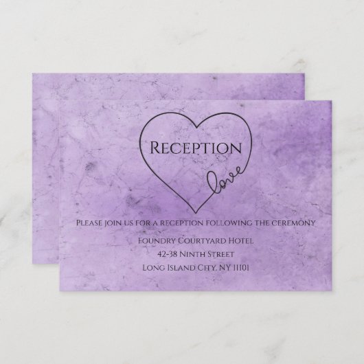 ヴィンテージ水彩ハートのウェディングレセプションカード 招待状 (正面/裏面)