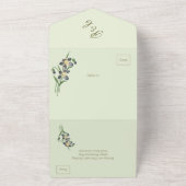 ヴィンテージ水彩バイオレットとセージグリーンのウェディング オールインワン招待状 (外側)