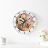 ヴィンテージ水彩バラビクトリアン花フローラ ラージ壁時計 (ホーム)