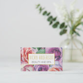 ヴィンテージ水彩バラフローラ 名刺 (スタンド正面)