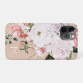 ヴィンテージ水彩バラ金ゴールド&ピンクピーニーモノグラム Case-Mate iPhoneケース (裏面(横))