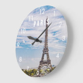 ヴィンテージ水彩パリエッフェルタワー葉書 ラージ壁時計 (傾斜)