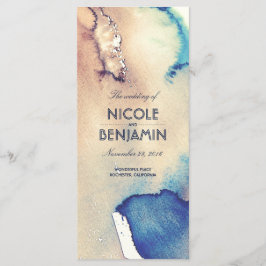 ヴィンテージ水彩ビーチ結婚式プログラム プログラム