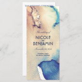 ヴィンテージ水彩ビーチ結婚式プログラム プログラム (正面/裏面)