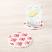 ヴィンテージ水彩ピンクの芍薬の花のシンプルでかわいい コースター (側面)