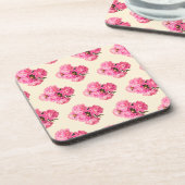 ヴィンテージ水彩ピンクの芍薬の花のシンプルでかわいい コースター (左側)