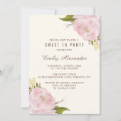 ヴィンテージ水彩ピンクの芍薬 スイート16 招待状 (正面)