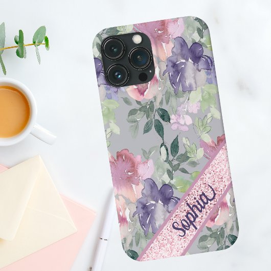 ヴィンテージ水彩ピンクの花 Case-Mate iPhoneケース
