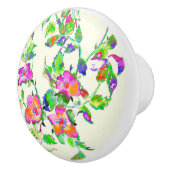 ヴィンテージ水彩ピンクオレンジバラ セラミックノブ (右)