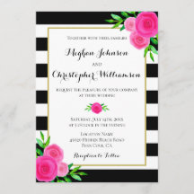 ヴィンテージ水彩ピンクストライプフローラ結婚ズ