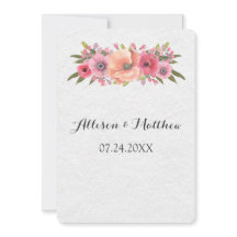 ヴィンテージ水彩ピンクフローラ結婚式招待状