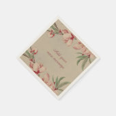 ヴィンテージ水彩ピンクフローラ スタンダードカクテルナプキン (角)