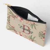 ヴィンテージ水彩ピンクフローラ パーソナライズされた アクセサリーポーチ (見開き)