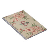 ヴィンテージ水彩ピンクフローラ パーソナライズされた ノートブック (右側)