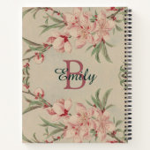 ヴィンテージ水彩ピンクフローラ パーソナライズされた ノートブック (裏面)