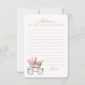 ヴィンテージ水彩ピンクベビーキャリッジベビーアドバイス ノートカード (正面)