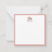 ヴィンテージ水彩ピンクベビー台車パーソナライズされた ノートカード (裏面)