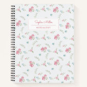 ヴィンテージ水彩ピンクローズモノグラムあなたの名前 ノートブック (正面)