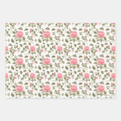 ヴィンテージ水彩ピンクローズ ラッピングペーパーシート (正面3)